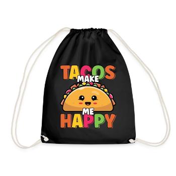 Tacos machen mich glücklich süß lustig Taco Liebhaber Cinco - Turnbeutel - Schwarz - Vorne