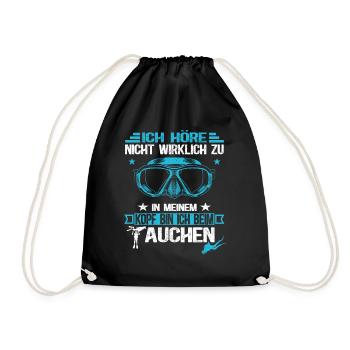 Taucher - Scuba Tauchen Spruch Tauchschule - Turnbeutel - Schwarz - Vorne