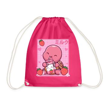 Kawaii Schildkrötenliebhaber Erdbeermilchshake Otaku - Turnbeutel - Fuchsia - Vorne