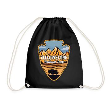 Yellowstone US National Park Arrowhead Buffalo - Drawstring Bag - black - Front