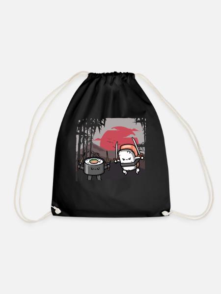 Lustige Sushi Samurai Süße Kawaii Sushi Liebhaber - Turnbeutel - Schwarz