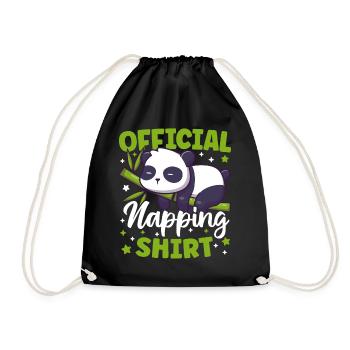 Official Napping Shirt Cute Sleeping Kawaii Panda - Drawstring Bag - black - Front