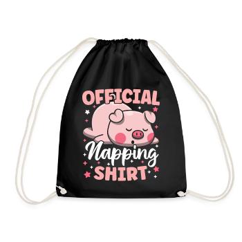Official Napping Shirt Cute Pajama Kawaii - Drawstring Bag - black - Front