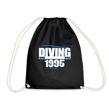 Diver Birthday - Diving since April 1995 - Drawstring Bag - black - Front