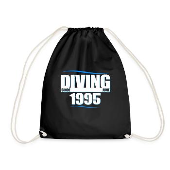 Diver Birthday - Diving since June 1995 - Drawstring Bag - black - Front