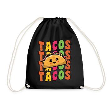 Groovy Taco Tuesday Retro Funny Taco Lover Cinco - Drawstring Bag - black - Front