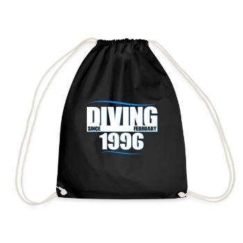 Diver Birthday - Diving since February 1996 - Drawstring Bag - black - Front