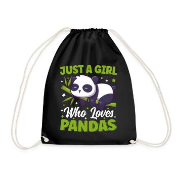Just A Girl Who Loves Panda Bear Cute Sleeping - Drawstring Bag - black - Front