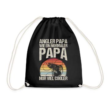 Anglerpapa Wie Ein Normaler Papa Nur Viel Cooler F - Turnbeutel - Schwarz - Vorne
