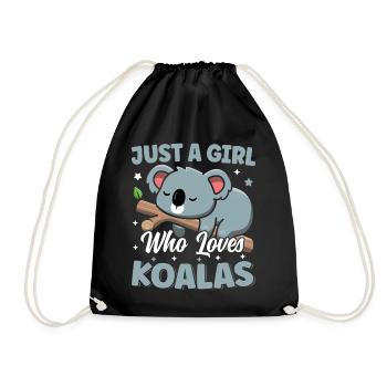 Just A Girl Who Loves Koalas Cute Sleeping Kawaii - Drawstring Bag - black - Front
