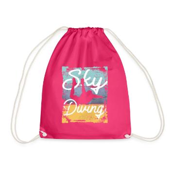 Vintage Freefall Thrill Skydiving - Drawstring Bag - fuchsia - Front