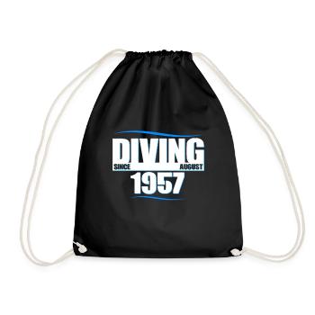 Diver Birthday - Diving since August 1957 - Drawstring Bag - black - Front