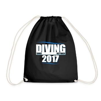 Diver Birthday - Diving since October 2017 - Drawstring Bag - black - Front