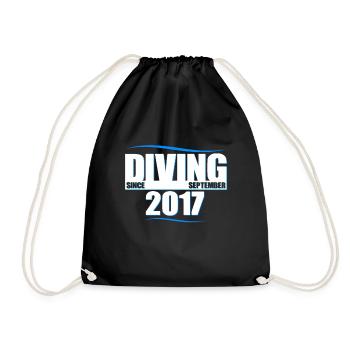Diver Birthday - Diving since September 2017 - Drawstring Bag - black - Front