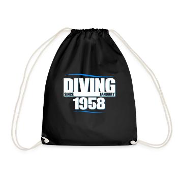 Anniversaire du plongeur - Plongée depuis janvier 1958 - Sac de sport léger - noir - Devant