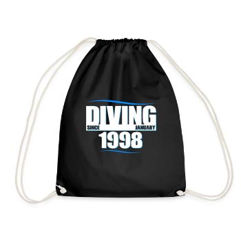 Diver Birthday - Diving since January 1998 - Drawstring Bag - black - Front