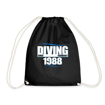 Diver Birthday - Diving since February 1988 - Drawstring Bag - black - Front