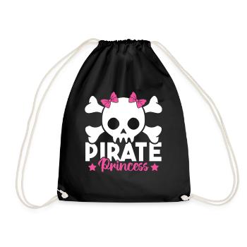Niedlicher Pirat Prinzessin Rosa Piratenschädel und - Turnbeutel - Schwarz - Vorne