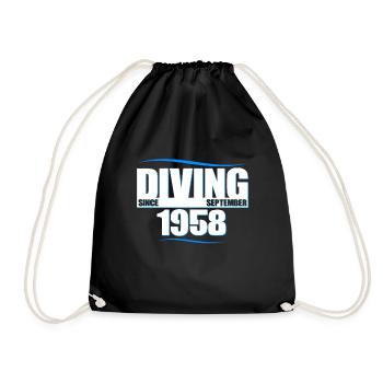Anniversaire du plongeur - Plongée depuis septembre 1958 - Sac de sport léger - noir - Devant