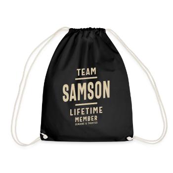 Team Samson Lifetime Member - Name Samson - Drawstring Bag - black - Front
