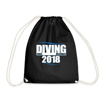 Diver Birthday - Diving since December 2018 - Drawstring Bag - black - Front