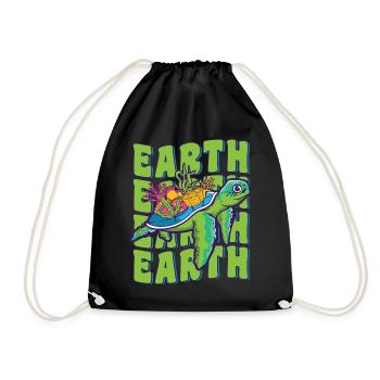 Groovy Jour de la Terre Amoureux des tortues de mer Faune - Sac de sport léger - noir - Devant