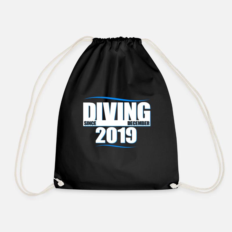 Diver Birthday - Diving since December 2019 - Drawstring Bag - black