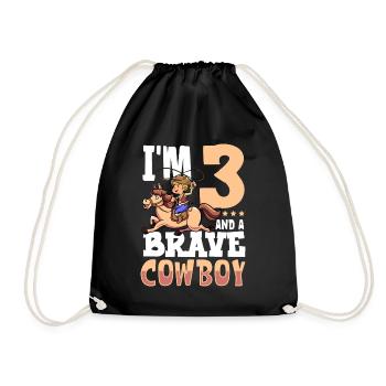 I'm 3 - Boy Cowboy - Drawstring Bag - black - Front