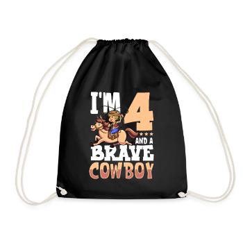 I'm 4 - Boy Cowboy - Drawstring Bag - black - Front