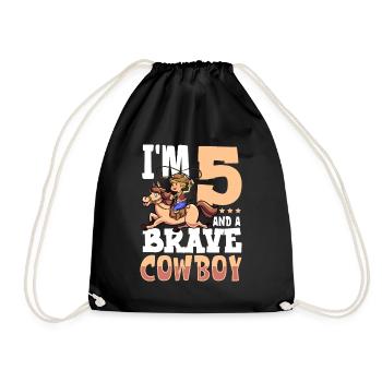 I'm 5 - Boy Cowboy - Drawstring Bag - black - Front