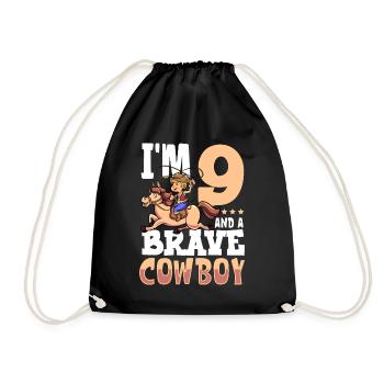 I'm 9 - Boy Cowboy - Drawstring Bag - black - Front