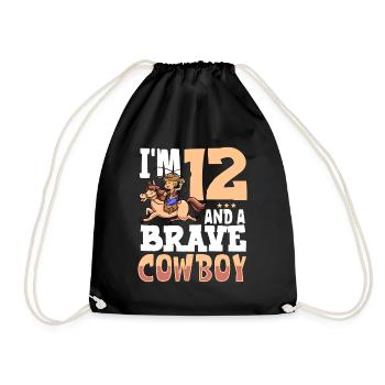 I'm 12 - Boy Cowboy - Drawstring Bag - black - Front