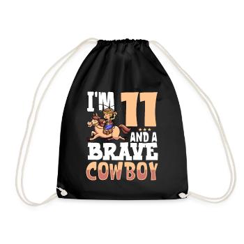 I'm 11 - Boy Cowboy - Drawstring Bag - black - Front