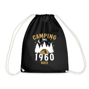 Anniversaire: Camping depuis mars 1960 Camping - Sac de sport léger - noir - Devant