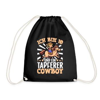 Ich bin 10 - Jungen Cowboy - Turnbeutel - Schwarz - Vorne