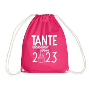 Tante Loading 2023 Babyankündigung Geburt Babygesc - Turnbeutel - Fuchsia - Vorne