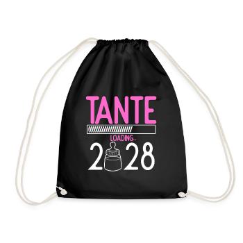 Tante Loading 2028 Babyankündigung Geburt Babygesc - Turnbeutel - Schwarz - Vorne