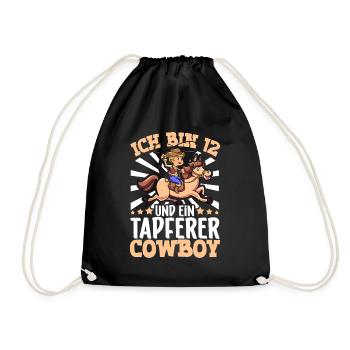 Ich bin 12 - Jungen Cowboy - Turnbeutel - Schwarz - Vorne