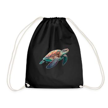 Turtle - Turtle - Diving - Sea - Drawstring Bag - black - Front