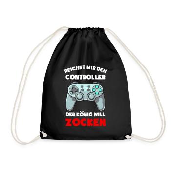 Zocken Konsole Reichet mir den Controller Gamer - Turnbeutel - Schwarz - Vorne