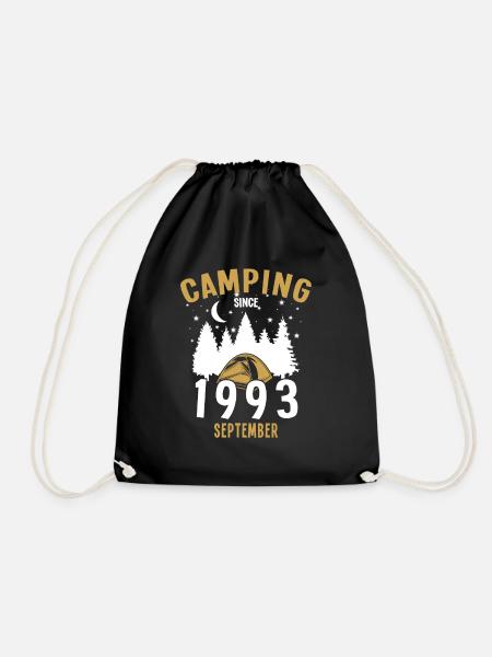 Geburtstag: Camping seit September 1993 Zelten - Turnbeutel - Schwarz