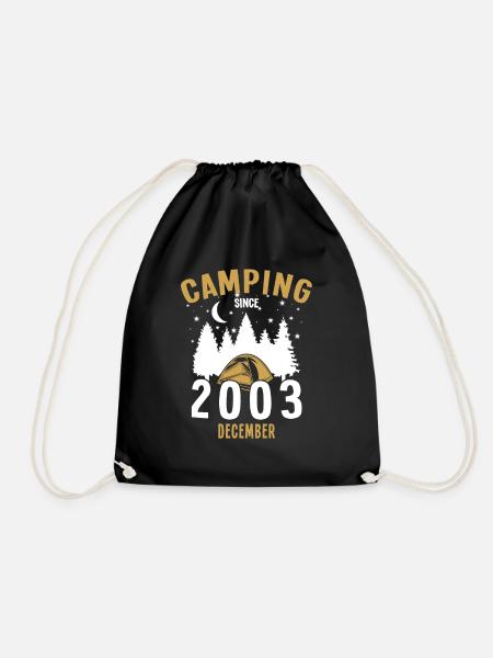 Geburtstag: Camping seit Dezember 2003 Zelten - Turnbeutel - Schwarz