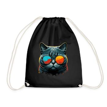 Coole Katze mit Sonnenbrille - Turnbeutel - Schwarz - Vorne