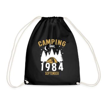 Birthday: Camping since September 1984 Camping - Drawstring Bag - black - Front