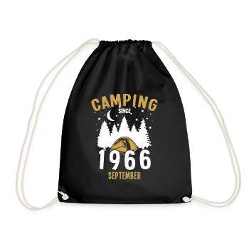 Geburtstag: Camping seit September 1966 Zelten - Turnbeutel - Schwarz - Vorne