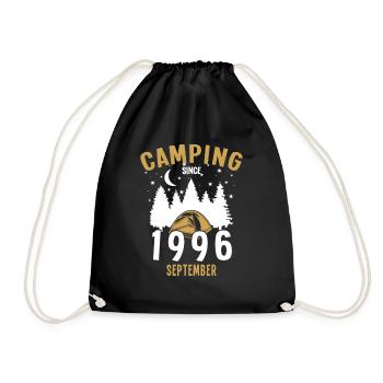 Birthday: Camping since September 1996 Zelten - Drawstring Bag - black - Front