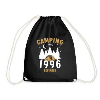Birthday: Camping since November 1996 Zelten - Drawstring Bag - black - Front