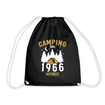 Geburtstag: Camping seit November 1966 Zelten - Turnbeutel - Schwarz - Vorne