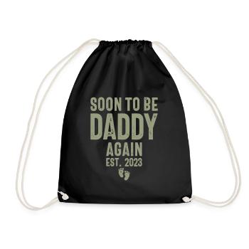 Soon to be Daddy Again Est. 2023 - Father's Day - Drawstring Bag - black - Front