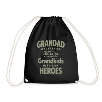 Grandad - Real Heroes for Grandkids - Father's Day - Drawstring Bag - black - Front